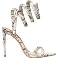 thumbnail image 6 of Steve Madden Bali Black/White Snake Stiletto Heel Ankle Strap Heeled Sandals (Black/White Snake, 6), 6 of 9