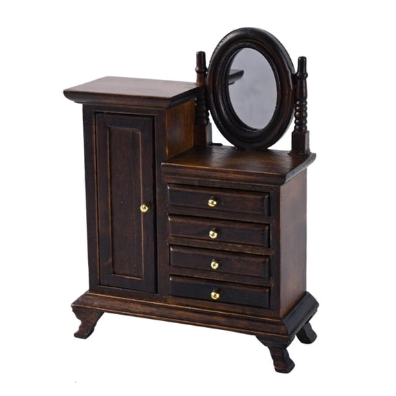 Yihuala Miniature Dressing Table 1/16 Dollhouses Furniture Dresser with Openable Drawers for Dollhouses Enthusiast Collector