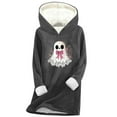 thumbnail image 3 of Feancey Womens Halloween Hoodies Funny Cute Ghost Print Loungewear Pajamas Winter Fleece Lined Thermal Tops Holiday Casual Pullover Sweatshirt Dark Gray 3XL, 3 of 4