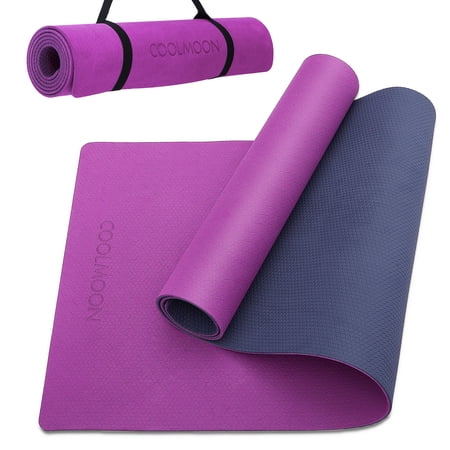 1/4 Inch Extra Thick Non Slip Yoga Mat TPE Double-Sided Fitness Mat for Yoga,Pilates,Workout,Purple Dark