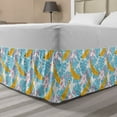 thumbnail image 1 of Tropical Bed Skirt, Monstera Leaves Bananas and Paint Spots in Pastel Colors Summer Vibes, Elastic Bedskirt Dust Ruffle Wrap Around for Bedding Decor, 4 Sizes, Sky Blue Mustard Blush, by Ambesonne, 1 of 2