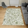 thumbnail image 2 of Vintage Turkish Area Rug, Oriental Scroll with Swirling Leaves with Eastern Design Inspirations, Soft Carpet for Living Room Decor with Distressed Look, 4' X 5.7', Army Green, by Ambesonne, 2 of 4