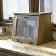 thumbnail image 3 of Wood Bread Box Large Kitchen Counter Storage Punched Willow Tin Primitive décor Interior Shelf Wooden Country Farmhouse Breadbox (Natural Wood), 3 of 8