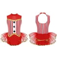 thumbnail image 5 of Nyeemya Kids Girls Sequins Jazz Latin Dance Dress Striped Dance Leotard Ballet Performance Bodysuit Red 6, 5 of 6