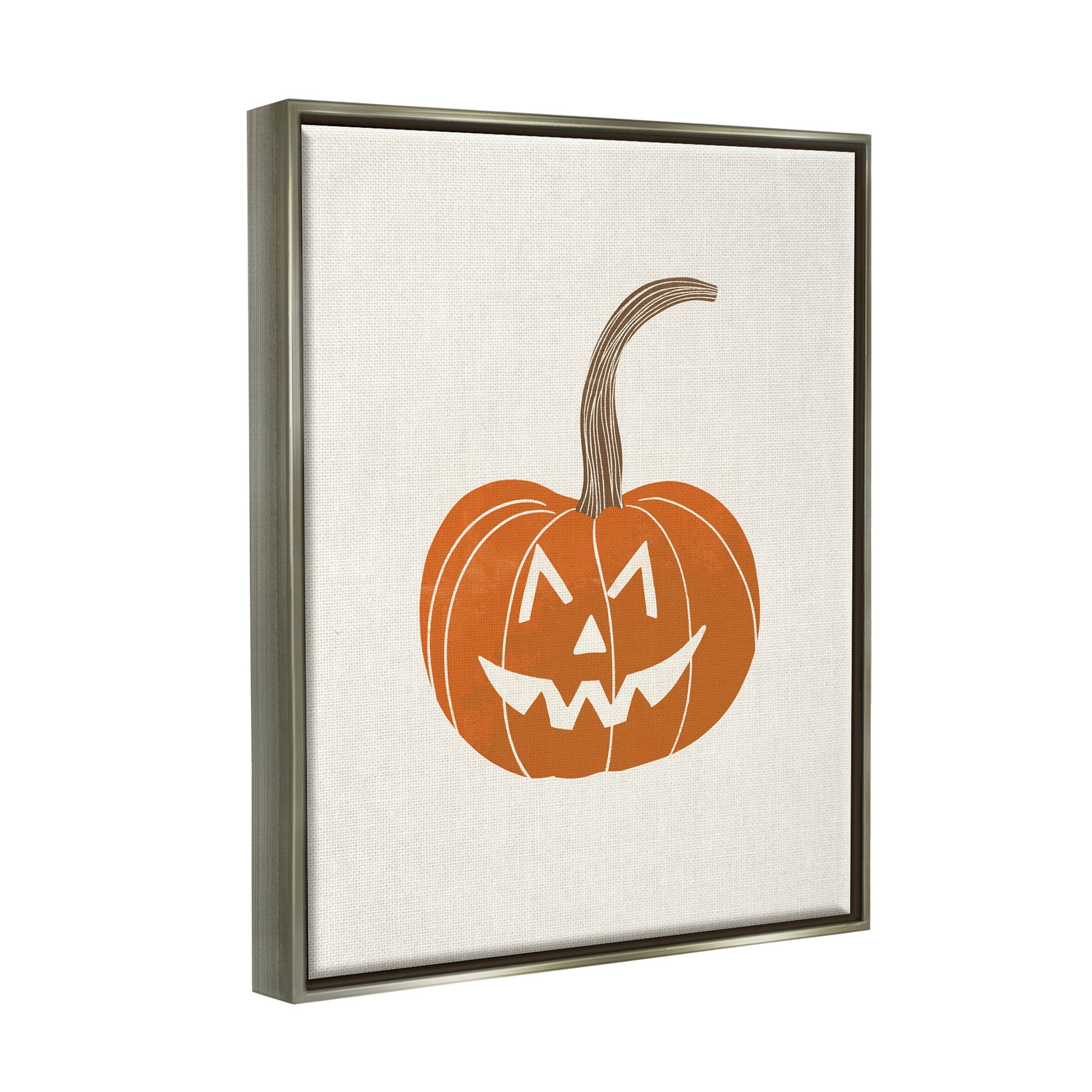 Casual Jack-o-Lantern Smile Holiday Graphic Art Luster Gray Framed Art Print Wall Art