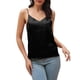 thumbnail image 1 of Playeras,Blusas y Tops,Ropa para Mujer Camisetas de tirantes Camisola de satén de seda para mujer, camisola de Color sólido, camiseta, camiseta sin mangas, cuello en V, tirantes finos (Black, XL), 1 of 7