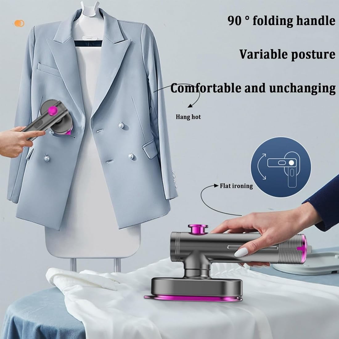 Mini Steam Iron for Clothes, 2 in 1 Handheld Steamer & Iron, Portable Travel Garment Steamer, 15 Seconds Fast Heat Up, Quick Wrinkle Remover for Home, Travel & Dormitory (Gray)