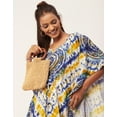 thumbnail image 4 of Moomaya Women's Printed Viscose Kaftan Dress, Round Neck, Asymmetric Hem Midi Dress, 4 of 8