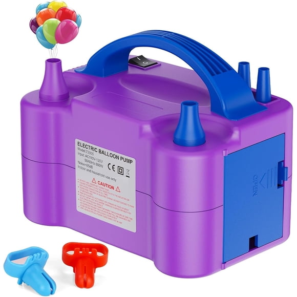 Pompe à Ballon Électrique, Gonfleur de Ballon Électrique Portable à Double Buse pour Décoration de Fête, Souffleur de Ballon 110V 600W