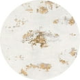 thumbnail image 1 of Ahgly Company Machine Washable Indoor Round Abstract Off White Beige Area Rugs, 6' Round, 1 of 7