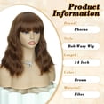 thumbnail image 3 of Phocas Short Bob Wigs for Women, Wave Wigs Synthetic Brown Wig with Bangs, 3 of 8