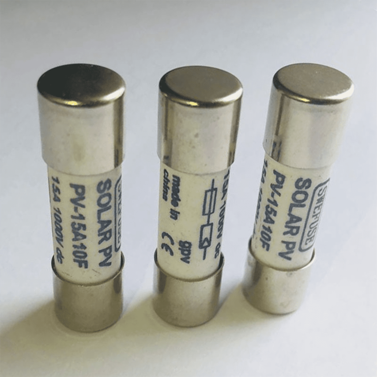 40 Pcs 1000 Fuse Solar PV Explosion-Proof Fuse Silver - 15A,40 * DC fuse of the photovoltaic battery,silver