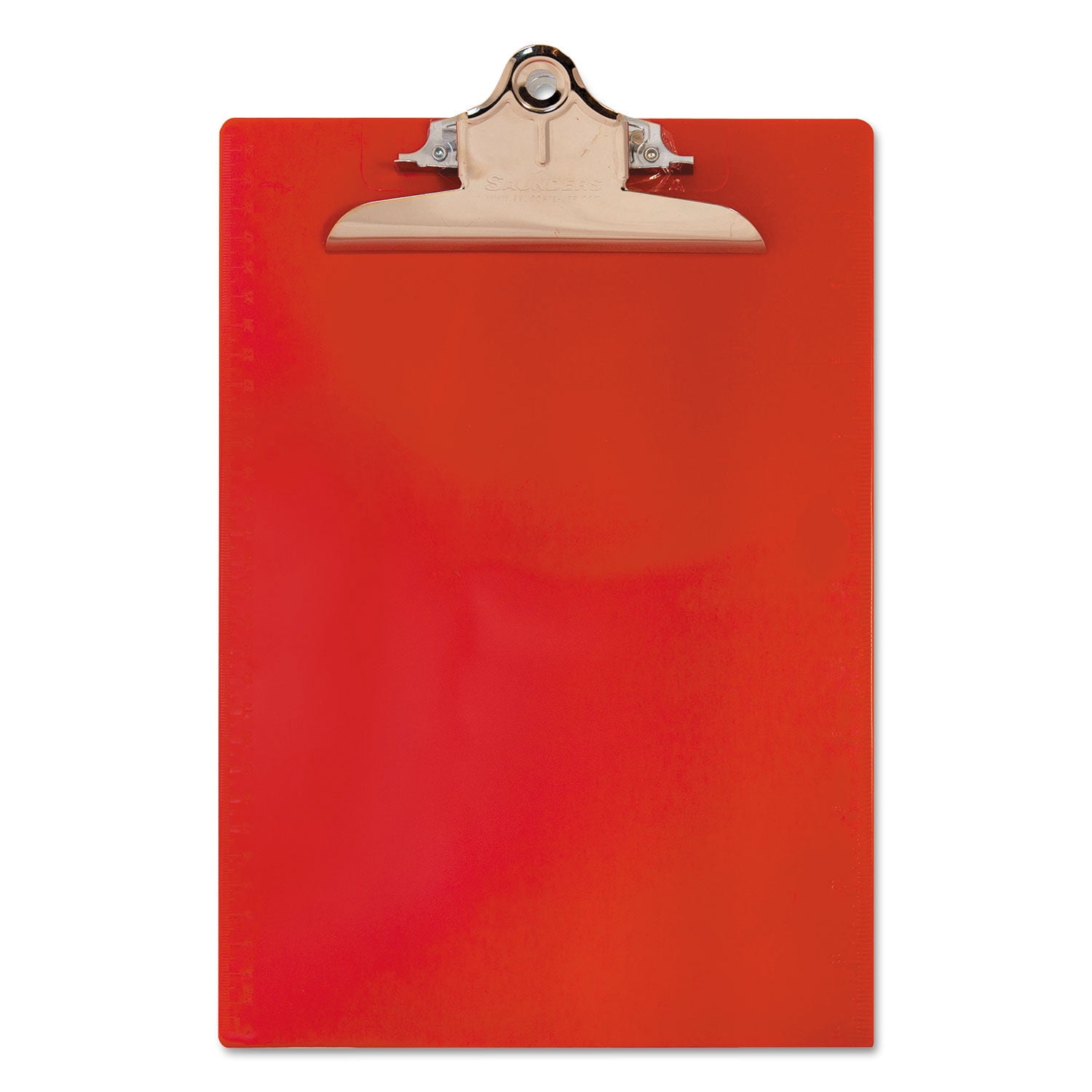 2Pc Saunders Recycled Plastic Clipboard with Ruler Edge 1" Clip Capacity, Holds 8.5 x 11 Sheets, Red