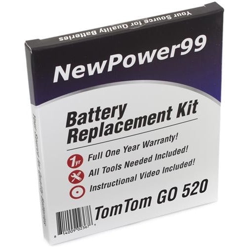 Kit de Remplacement de Batterie TomTom GO 520 avec Outils, Instructions Vidéo, Batterie Longue Durée et Garantie Complète d'Un An