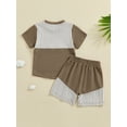 thumbnail image 4 of Suealasg 2Pcs Toddler Kids Boy Clothes 1T 2T 3T 4T Infant Short Sleeve Striped Print T-Shirt Tops +Elastic Shorts Set Baby Boy Summer Casual Outfits, 4 of 7