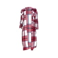 thumbnail image 4 of Seyurigaoka Women’s Juniors Fashion Shacket Plaid Lapel Long Sleeve Button Long Coat with Pocket, 4 of 8