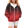 thumbnail image 5 of Women's Gradient Color Full Zip Hooded Sweatshirt, Soft Breathable Long Sleeve Pullover for Spring Autumn Casual Wear, Streetwear Fashion and Daily Comfort Red XXXL, 5 of 6