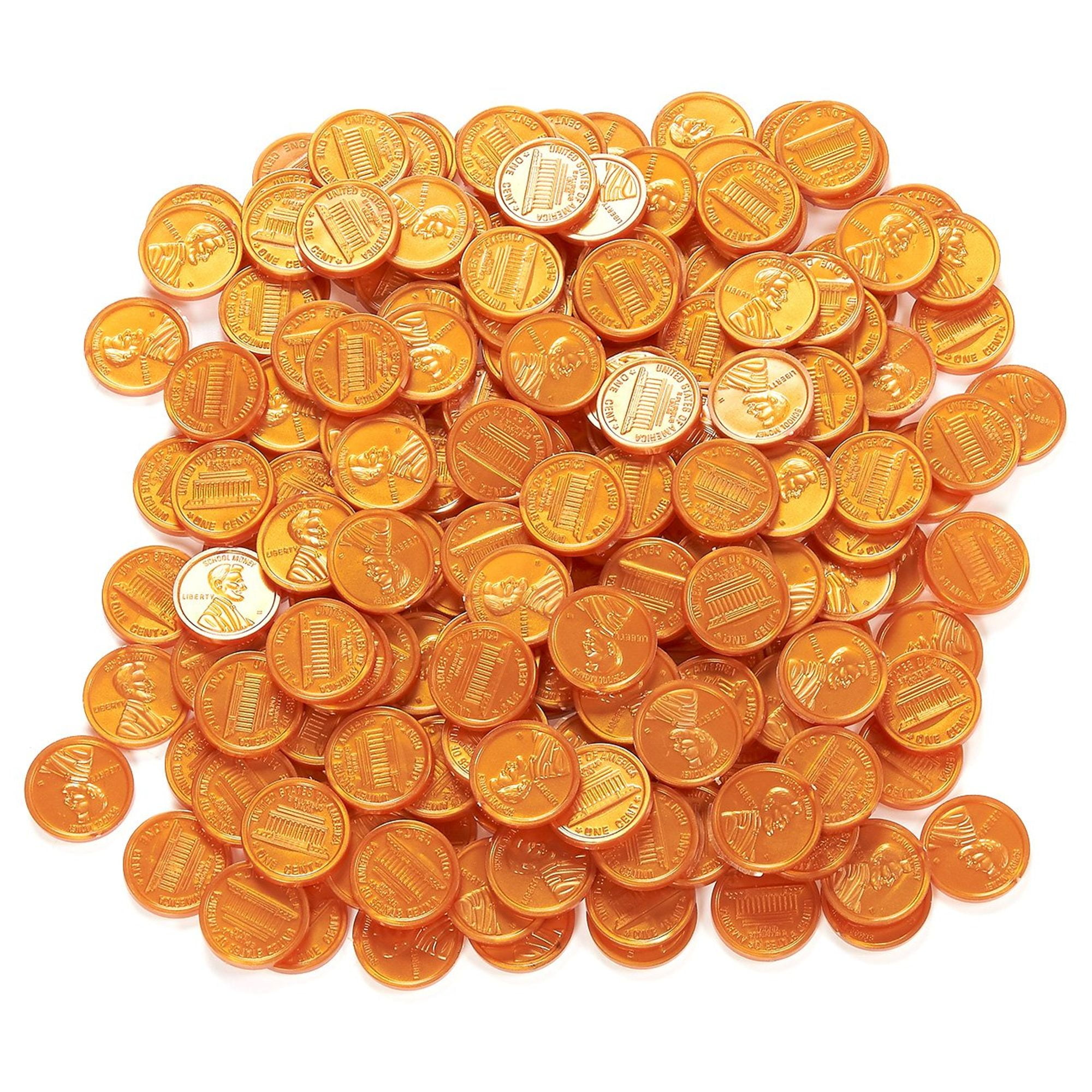 Blue Panda Pack of 200 Play Coins Fake Plastic Penny Coins Pretend