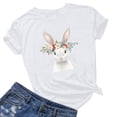 thumbnail image 3 of Pantalones Cortos para las Mujeres Sexy Pascua Moda Impresión Cuello Redondo Tee, Poliéster Ligero Casual Top para Primavera Verano Diario, Blusa de Suéter, 3 of 4