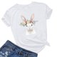 thumbnail image 4 of Pantalones Cortos para las Mujeres Sexy Pascua Moda Impresión Cuello Redondo Tee, Poliéster Ligero Casual Top para Primavera Verano Diario, Blusa de Suéter, 4 of 4