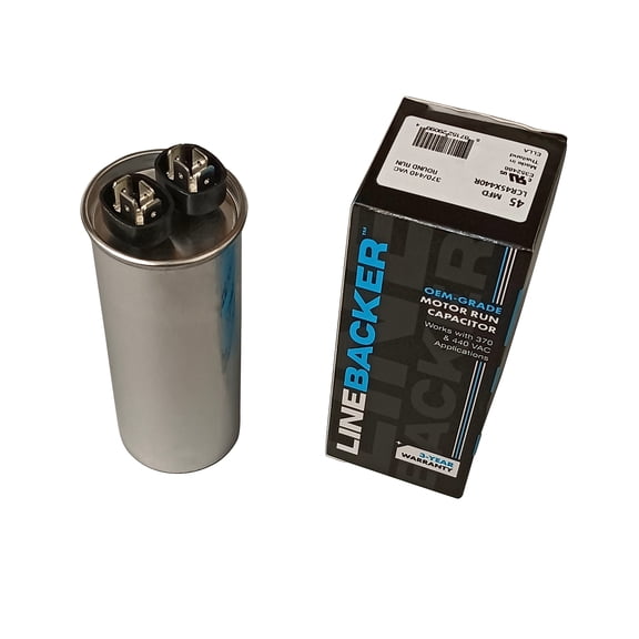 Linebacker Motor Run Round Capacitor, 45 Mfd., 370/440 Volt, LCR45X440R