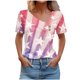 thumbnail image 2 of Fiudx Ofertas Flash Del Día Top Informal de Primavera y Verano de Manga Corta con Cuello En V para Mujer, 2 of 5