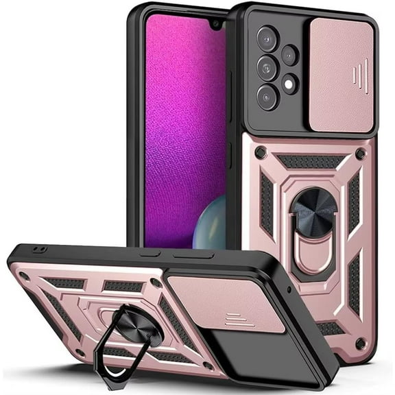 Case for Galaxy A31,Galaxy A31 Case,Military Grade TPU PC Case,[Built-in Kickstand] Dual-Layer Design Heavy Duty Protection Phone Case for Samsung Galaxy A31 (Rose Gold)