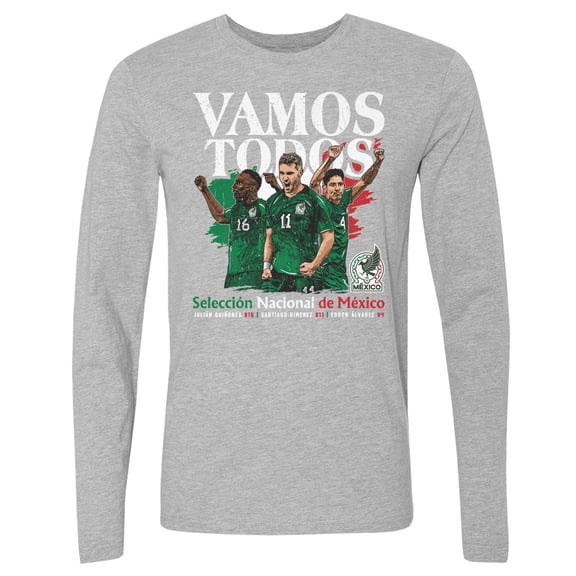 Men's 500 Level Heather Gray Mexico National Team Vamos Todos Juli-n Qui-ones, Santiago Gim-nez & Edson -lvarez Long