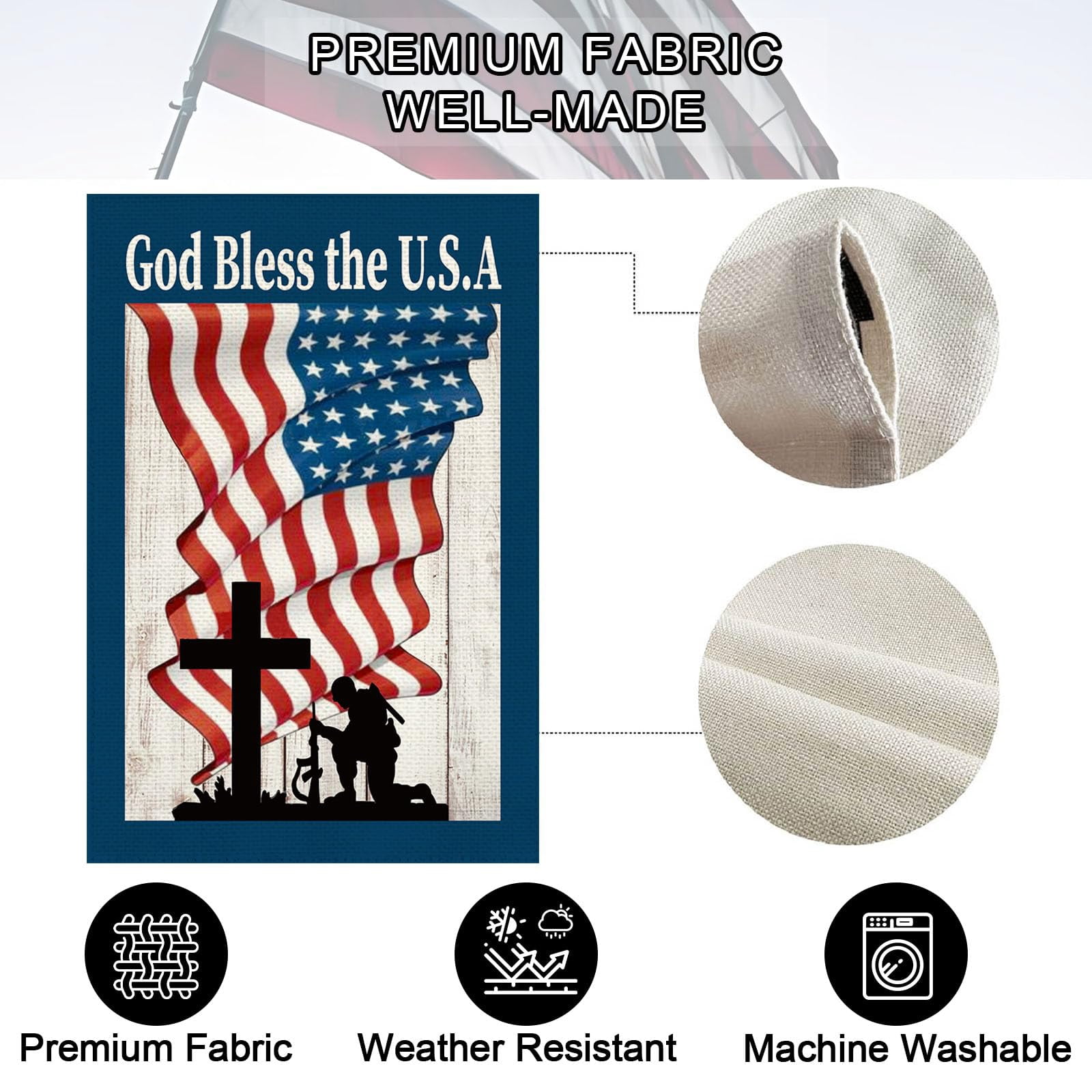 4th of July Patriotic House Flag God Bless America Memorial Day Double Sided Garden Flag Independence Day Large House Yard Flag Outdoor Outside Holiday Decoration 28 X 40 Inch