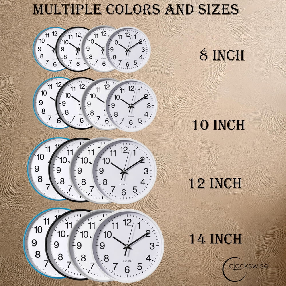 Clockswise White 8-In Analog Clock – Silent, Non-Ticking for Wall, Office Desk, Table and Shelf Battery-Operated Perfect for Home Office, Farmhouse Kitchen Decor, Bathroom, School and Bedroom Decor