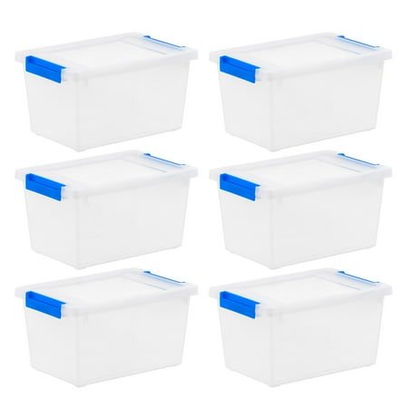 IRIS 4.3 Qt. Plastic Storage Bins with Lids, Clear Containers, Latching Totes 6Pk