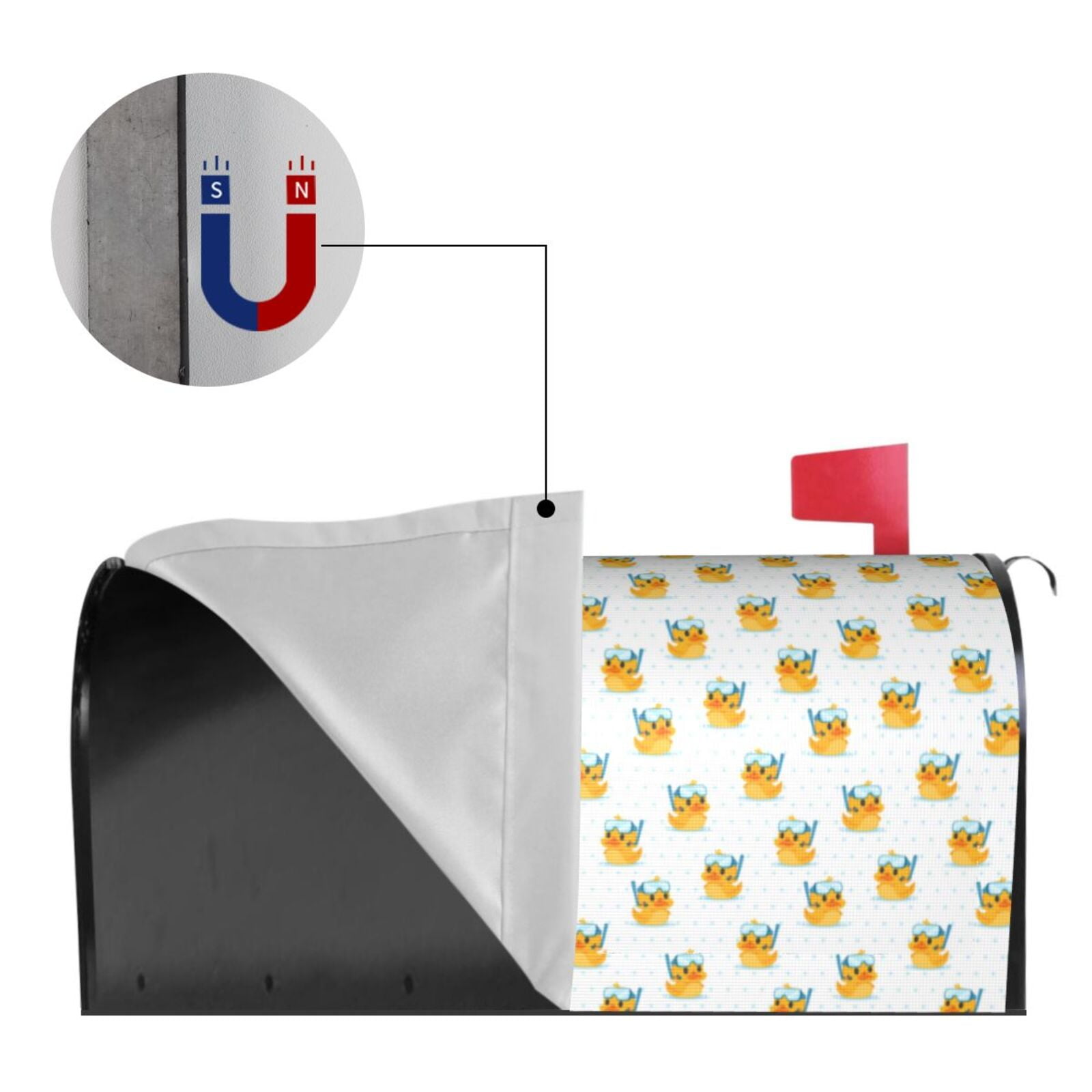 Logiee Cute Duck Diver Print Post Letter Box Wrap Decor, Mailbox Cover Suitable for Standard Mailbox and Large Size Mailbox,Outdoor Yard Decoration-21x18 in