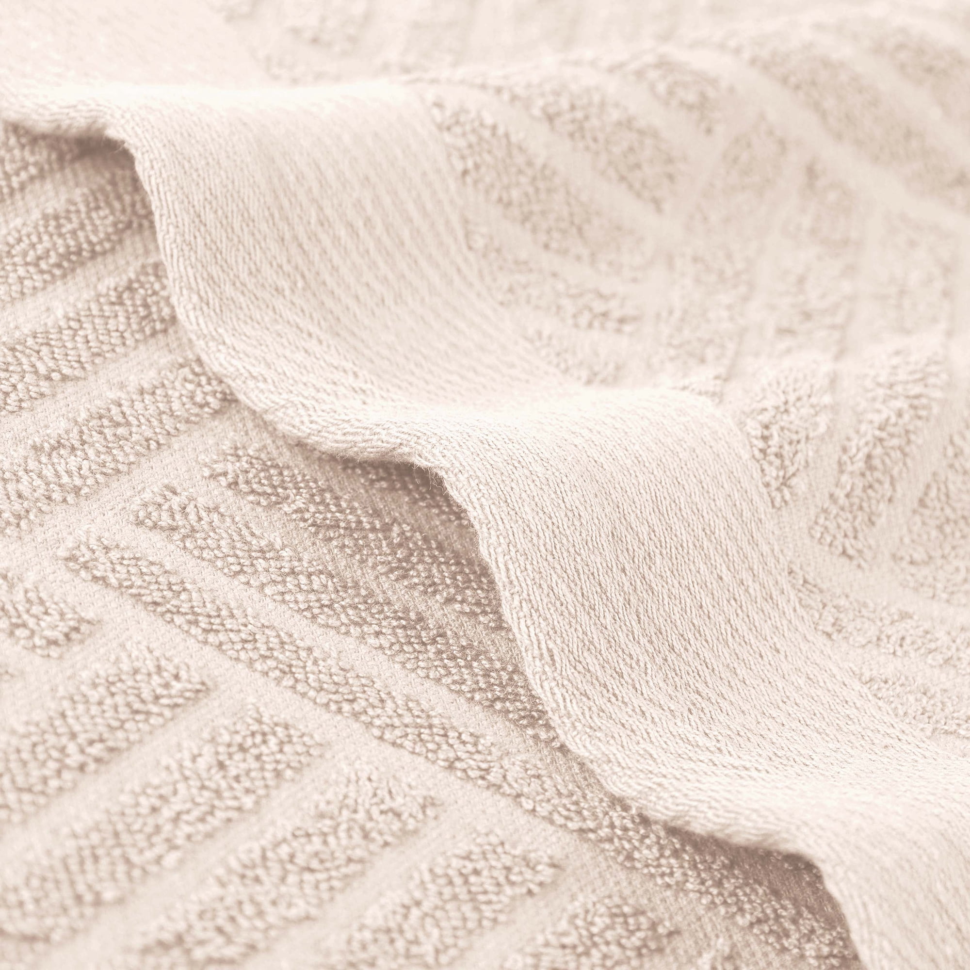 Superior Basketweave Egyptian Cotton Jacquard 3 Piece Towel Set, Ivory
