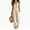 #01 Khaki 【Mix, Match & Rotate: Stock Up on Daily Colors】, variant on Women's Cotton Breathable Casual Jumpsuit, V-Neck Sleeveless Button Front, Solid Color, Loose Fit, Elastic Waist Design, Versatile Work & Weekend Outings, Ladies Soft | VerBelle,Khaki L