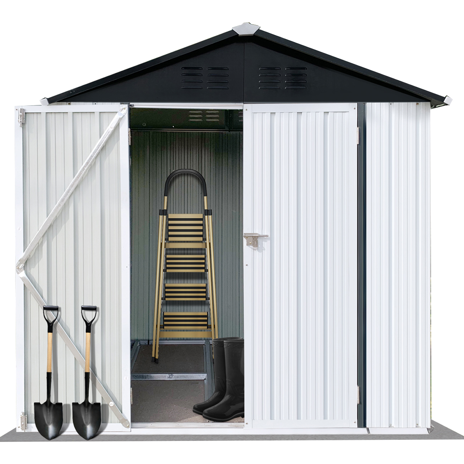 Seizeen Sheds and Outdoor Storage, 6 x 4FT Large Metal Storage Shed for