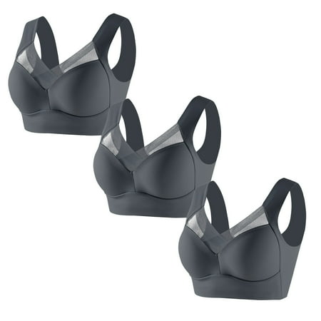Blphud Womens Bras No Wire Plus Size Workout Sports Bras for Women 3Pc Women s Large Bras Underwear Thin Adjustable Bra Trendy Lingerie for Women Sports Bras for Women Grey XXXXXL