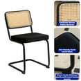 thumbnail image 4 of Smilegend Set of 2 Mid Century Modern Dining Chairs, Velvet & Rattan Accent Chairs with Chrome Legs, Stackable Kitchen Living Room Chairs with Breathable Backrest, Upholstered for Comfort (Black), 4 of 7