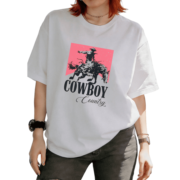 Cozymy Women's Cowboy Country Western Graphic Short Sleeve T-Shirt Versatile All-Occasion Tees Tops