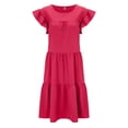 thumbnail image 4 of KaLI_store Summer Dresses for Women Womens Summer Casual Dress Boho Short Sleeve Loose Swing Tunic Dresses Hot Pink,M, 4 of 5