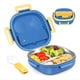 thumbnail image 1 of Caja Bento para Niños de Acero Inoxidable, A Prueba de Fugas, 3 Compartimentos, Lonchera con Cubiertos, Tamaños de Porciones Ideales para Edades de 1 A 3 Años, Azul, 1 of 5