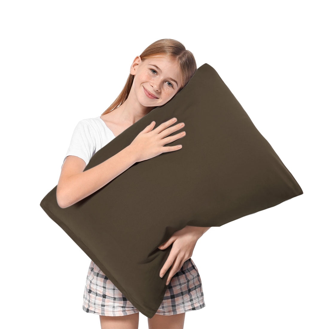 Unique Bargains 4-Piece Soft Microfiber Pillowcases Brown Standard(20"x26")
