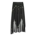 thumbnail image 4 of Haitryli Womens Chiffon Belly Dance Skirt Sequin Beaded Asymmetric Side Split Long Skirts Indian Black One Size, 4 of 7