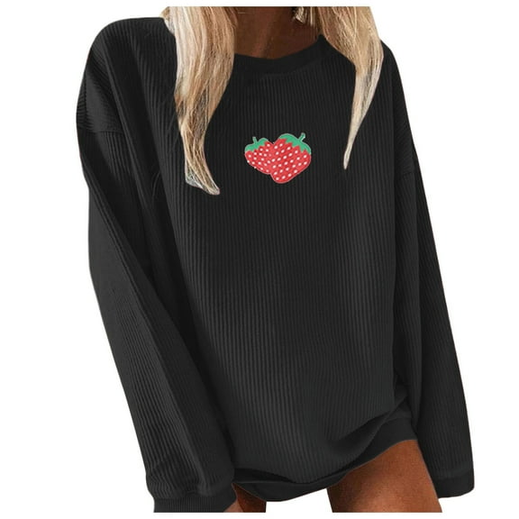 NIEWTR Women's Letter Graphic Crewneck Sweatshirt Long Sleeve Casual Drop Shoulder Pullover Tops(Black,XL)