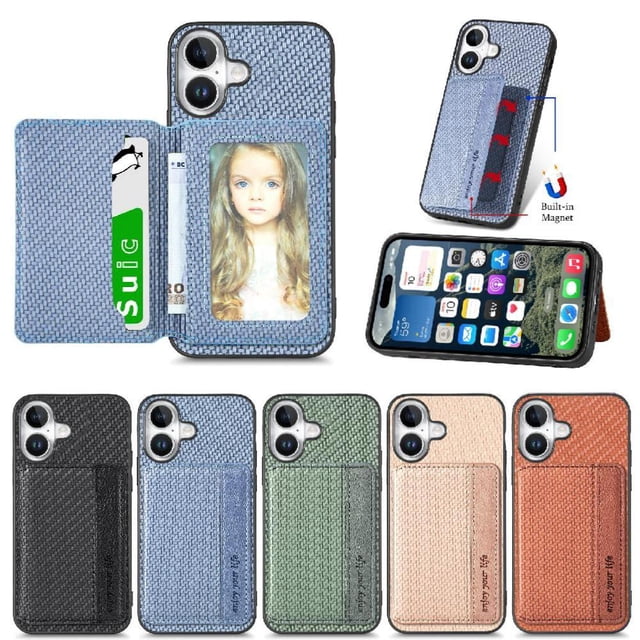 Case For FOXDOCK iPhone 16 Plus Stand Function RFID Blocking Magnetic Card Holder Complete Camera Safety