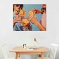 thumbnail image 2 of Nawypu Foodstuff Canvas Wall Art Prints,Modern Alcohol Bar Cart Fine Art Women Cheering With Orange Whisky Cocktail Retro Vintage Poster Funky Art Gift Decorative For Bedroom Living Room Office, 2 of 4