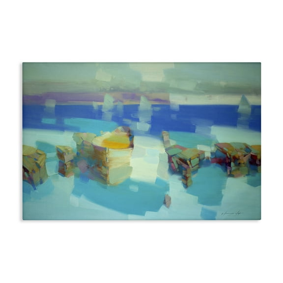 Stupell Industries Abstract Nautical Cliffs Abstract Painting Gallery Wrapped Canvas Art Print Wall Art, 24 x 16