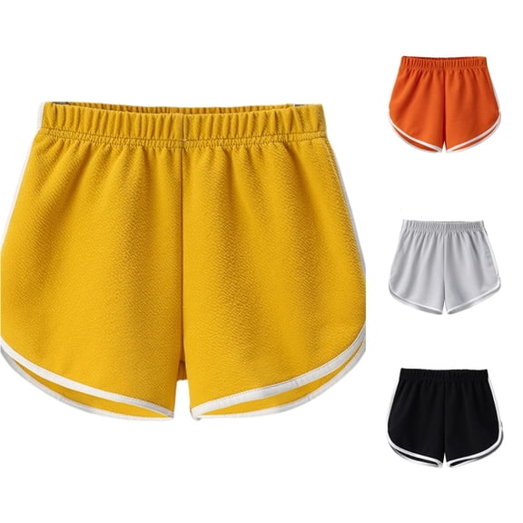 Relaxed‑Fit Unisex Children Summer Beach Casual Shorts, Elastic Waist White Binding Solid‑Color Outdoor Sports Shorts