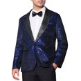 thumbnail image 1 of CHAQUETAS DE TRAJE DE HOMBRE INSPIRE CHIC con lentejuelas brillantes metálicas en patrón argyle azul, 1 of 5