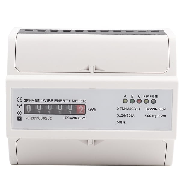 Medidor eléctrico de riel DIN, medidor de energía de riel DIN digital trifásico de 4 cables Medidor eléctrico de fase Rendimiento probado NikouMX herramienta