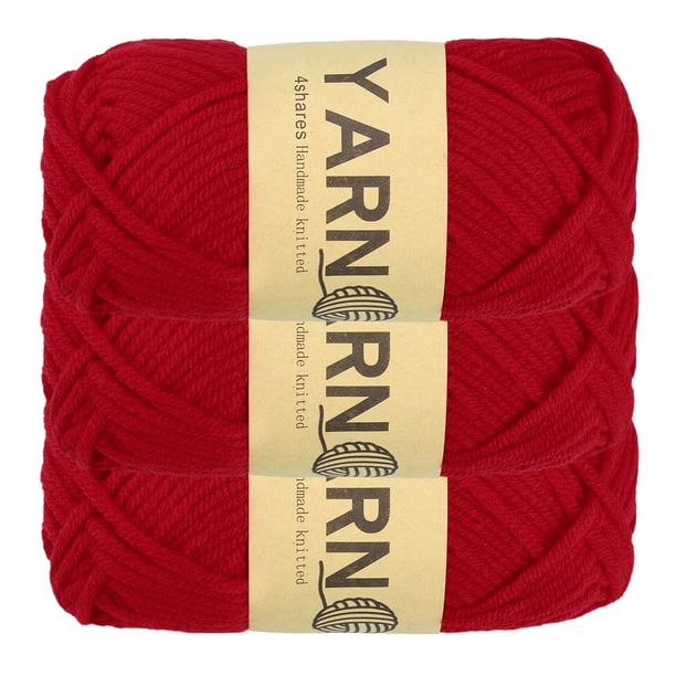 Uxcell 3Pcs Hilo de Crochet, Hilo Acrílico Rojo Oscuro de 2mm, 164 Yards en Total